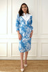 Blue White Formal Midi Dress